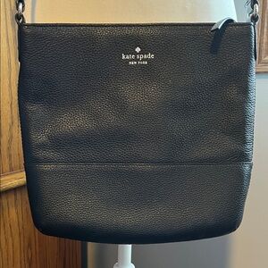 Kate Spade Black Pebbled Leather Messenger Bag